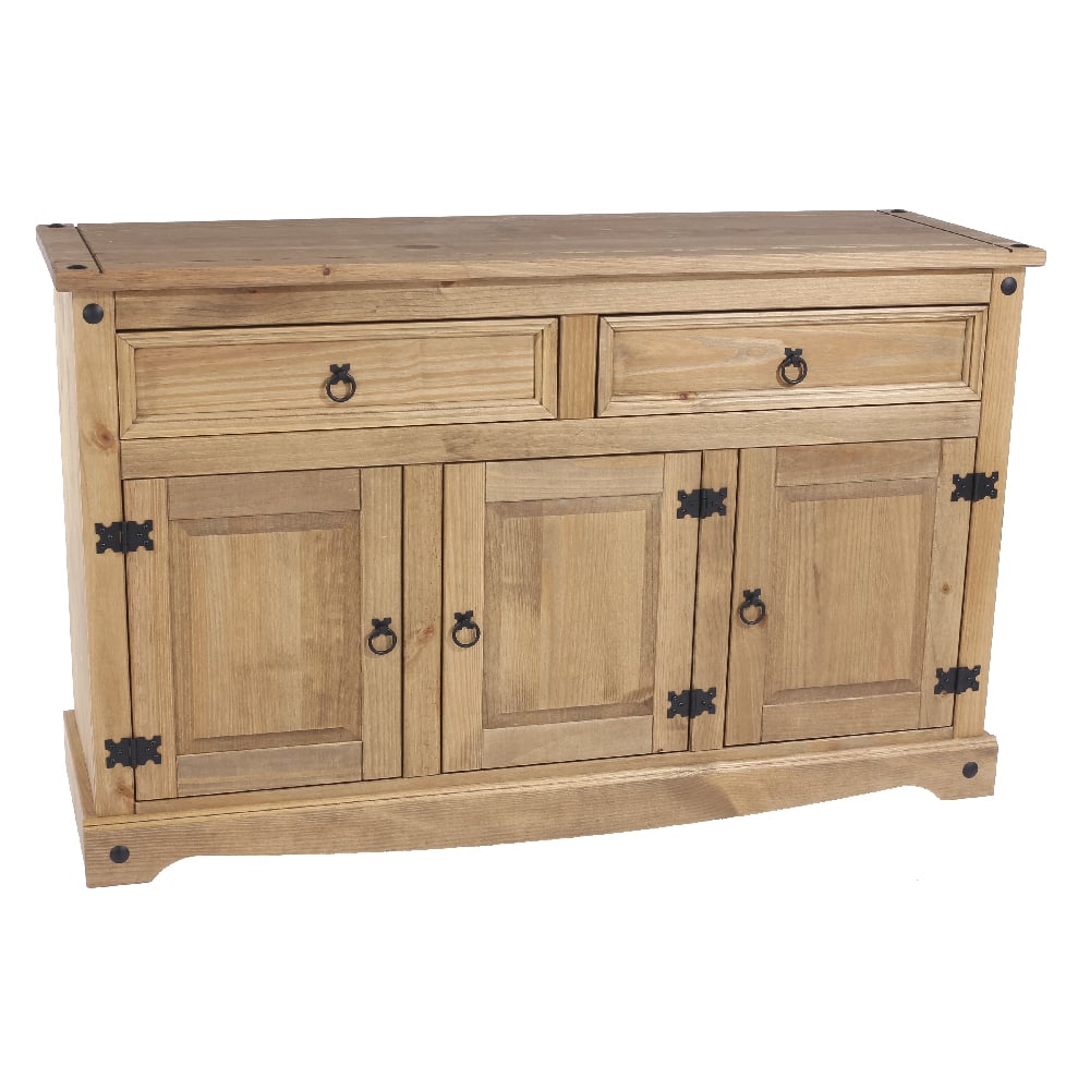 Consett Wooden Sideboard With 3 Doors 2 Drawers In Oak