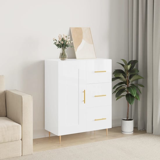 Didim High Gloss Sideboard With 1 Door 3 Drawers In White