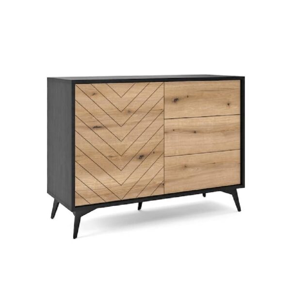 Dieppe Wooden Sideboard 1 Door 3 Drawers In Evoke Oak