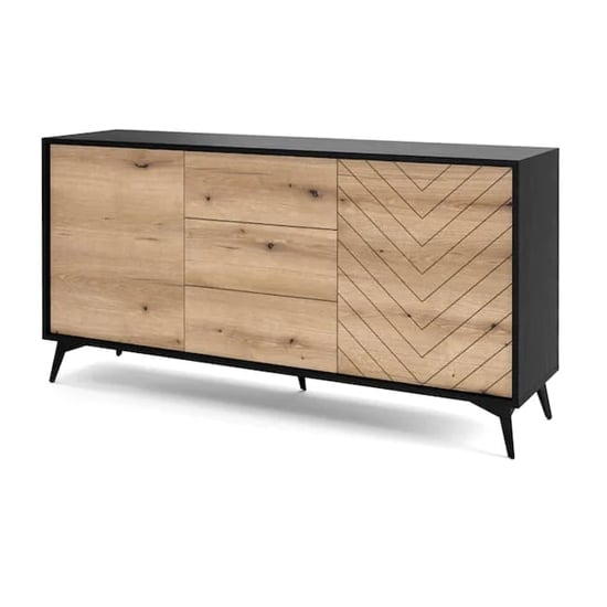 Douala Wooden Sideboard Large 2 Doors 3 Drawers In Evoke Oak