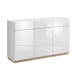 Fargo High Gloss Sideboard With 3 Doors 3 Drawers In White