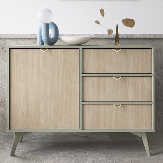 Fargo Wooden Sideboard With 1 Door 3 Drawers In Green