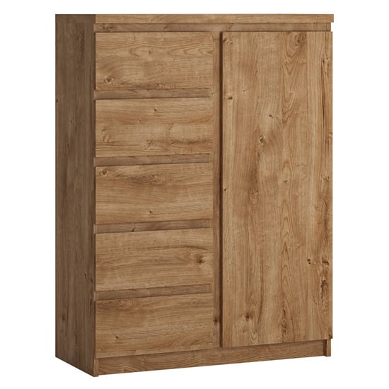 Felton Wooden Sideboard With 1 Door 5 Drawers In Oak