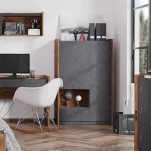 Flint Wooden Sideboard With 2 Doors 1 Drawer In Raw Steel