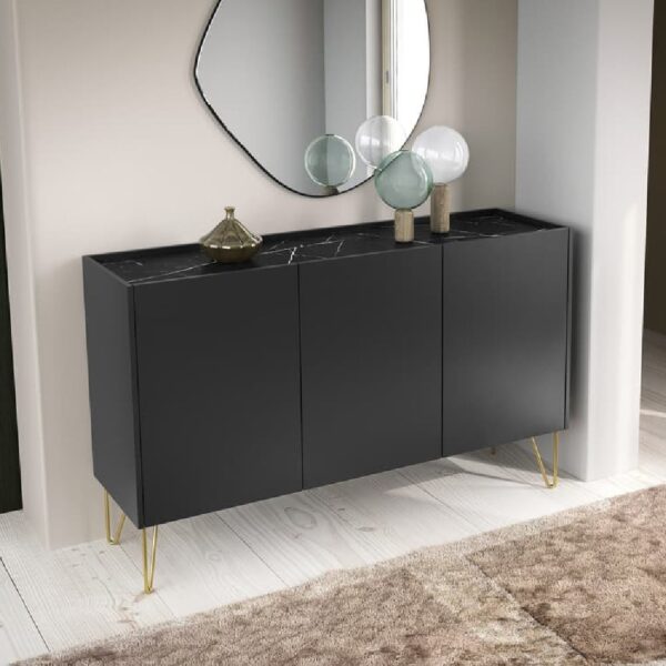 Hamden Wooden Sideboard With 3 Doors In Black