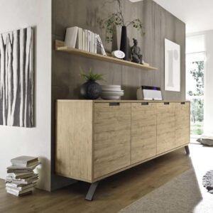 Heyford Wooden Sideboard Large In Sherwood Oak With 4 Doors