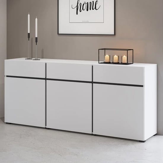 Kodak Wooden Sideboard With 3 Doors 3 Drawers In White