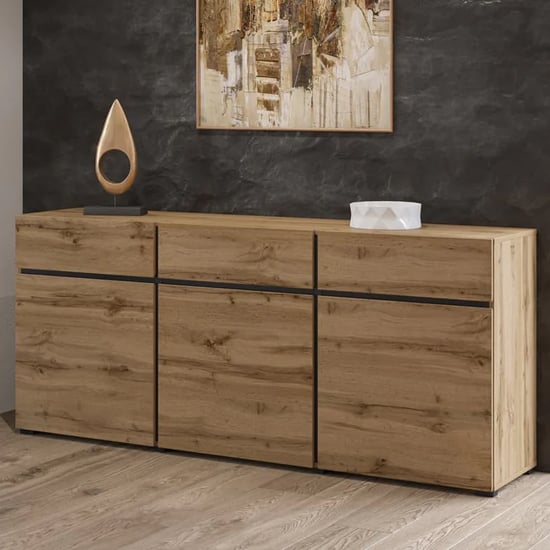 Kodak Wooden Sideboard With 3 Doors 3 Drawers In Wotan Oak