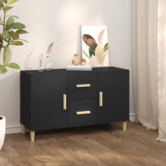 Krefeld Wooden Sideboard 2 Doors 2 Drawers In Black