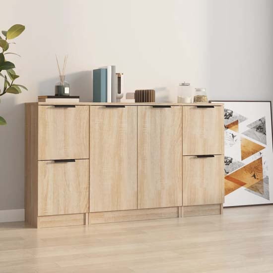 Krefeld Wooden Sideboard With 6 Doors In Sonoma Oak