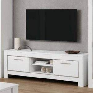 Lorenz Medium TV Stand In White High Gloss With 2 Doors