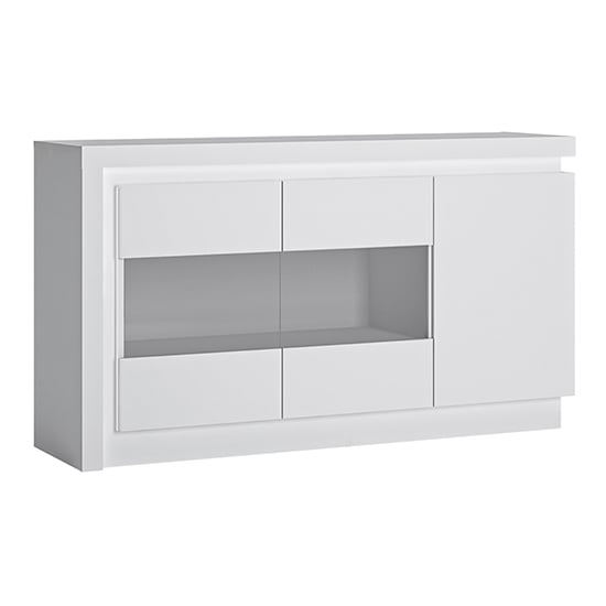 Lyco High Gloss Sideboard With 3 Doors In White With LED