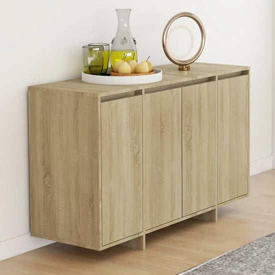 Maisa Wooden Sideboard With 4 Doors In Sonoma Oak