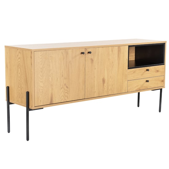 Malibu Wooden Sideboard 2 Doors 2 Drawers In Natural Oak