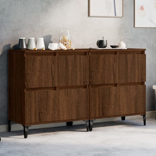 Peyton Wooden Sideboard With 8 Doors In Brown Oak