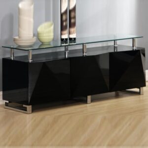 Rasida Glass Top Sideboard With 3 Doors In Black High Gloss