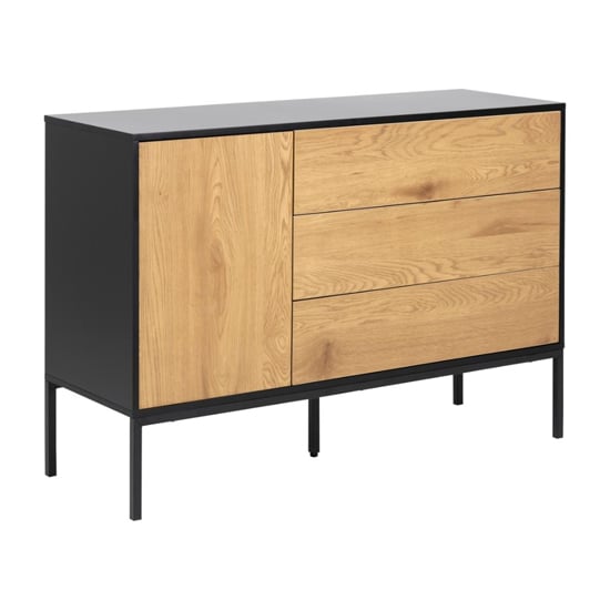 Salvo Wooden Sideboard With 1 Door 3 Drawers In Matt Wild Oak