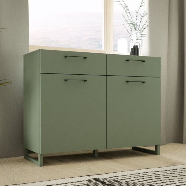 Sarnia Wooden Sideboard With 2 Doors 2 Drawers In Sage Green