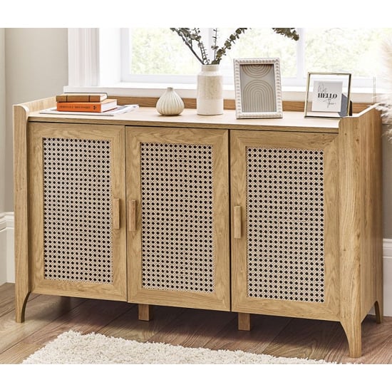 Sumter Wooden Sideboard With 3 Doors In Oak