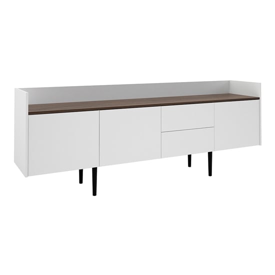 Unka Wooden Sideboard With 3 Doors 2 Drawers In Walnut And White